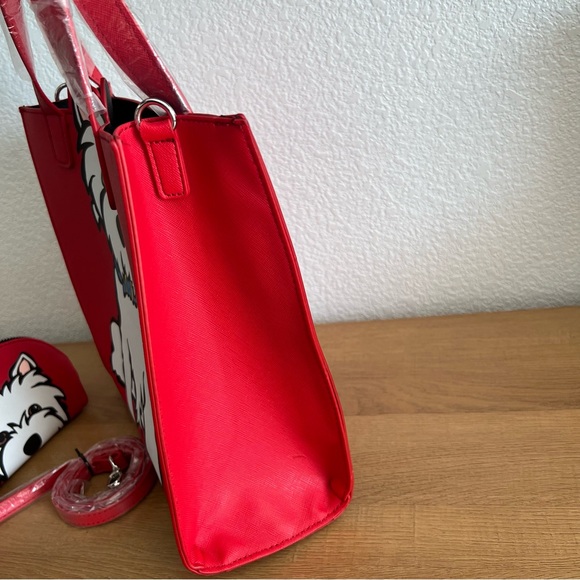 Marc Tetro Westie Highland Terrier Red Tote Crossbody Bag and Coin Purse - Picture 6 of 8